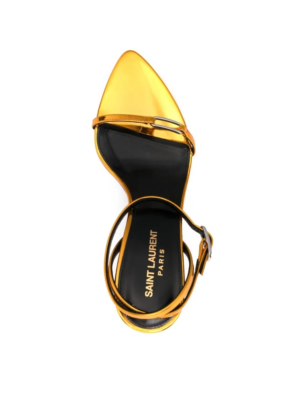 YSL Saint Laurent Metallic Gold Tangerine Kitty Sandal - Picture 4 of 13